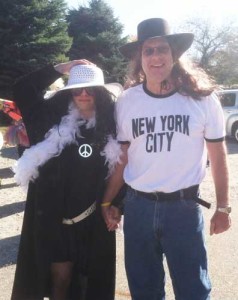 Mitchell Betsworth (left) and his dad, Troy, dressed as Yoko Ono and John Lennon for the 2015 Siouxland Polar Plunge.